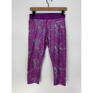 Nike Dri-FIT Purple Patterned Capri Leggings Size M